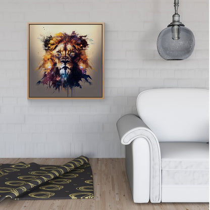 Majestic Lion Face Splashart Framed Canvas