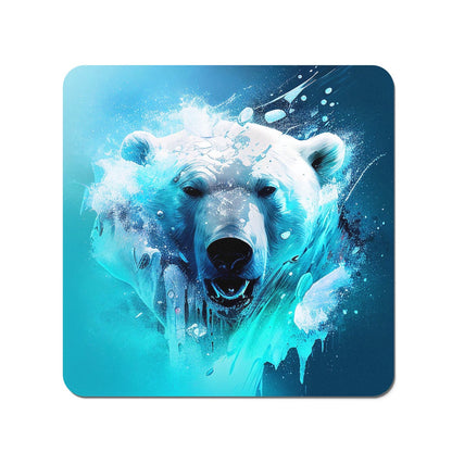 Polar Bear Face Splashart Coasters