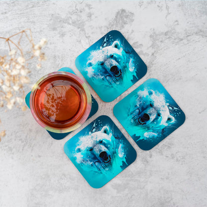 Polar Bear Face Splashart Coasters