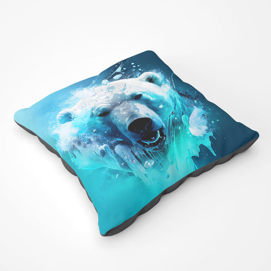 Polar Bear Face Splashart Floor Cushion