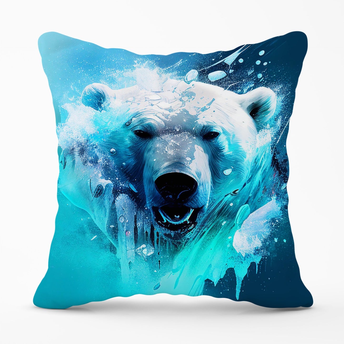 Polar Bear Face Splashart Outdoor Cushion