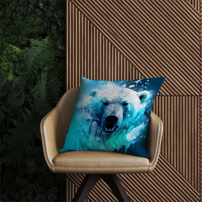 Polar Bear Face Splashart Outdoor Cushion