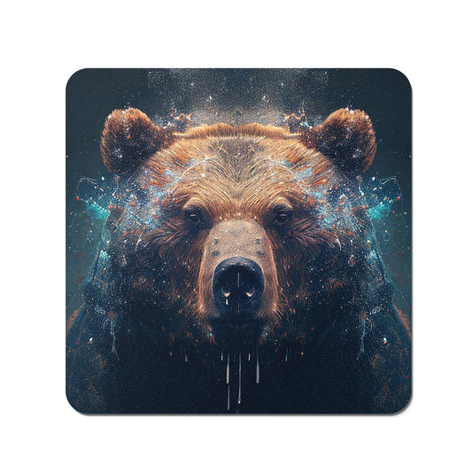 Brown Bear Face Splashart Coasters