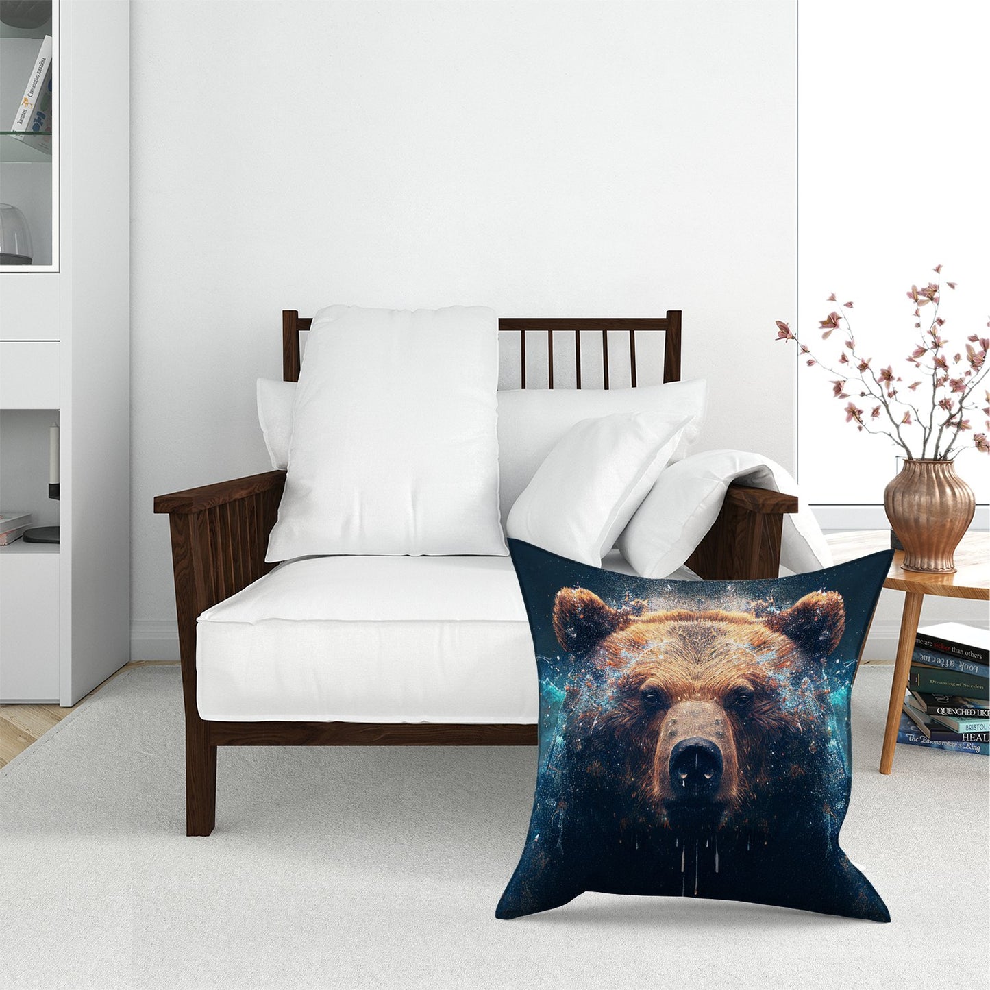 Brown Bear Face Splashart Floor Cushion