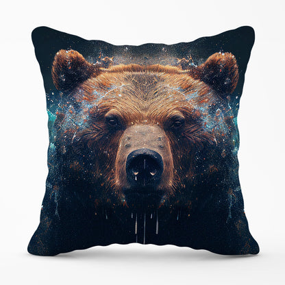 Brown Bear Face Splashart Outdoor Cushion