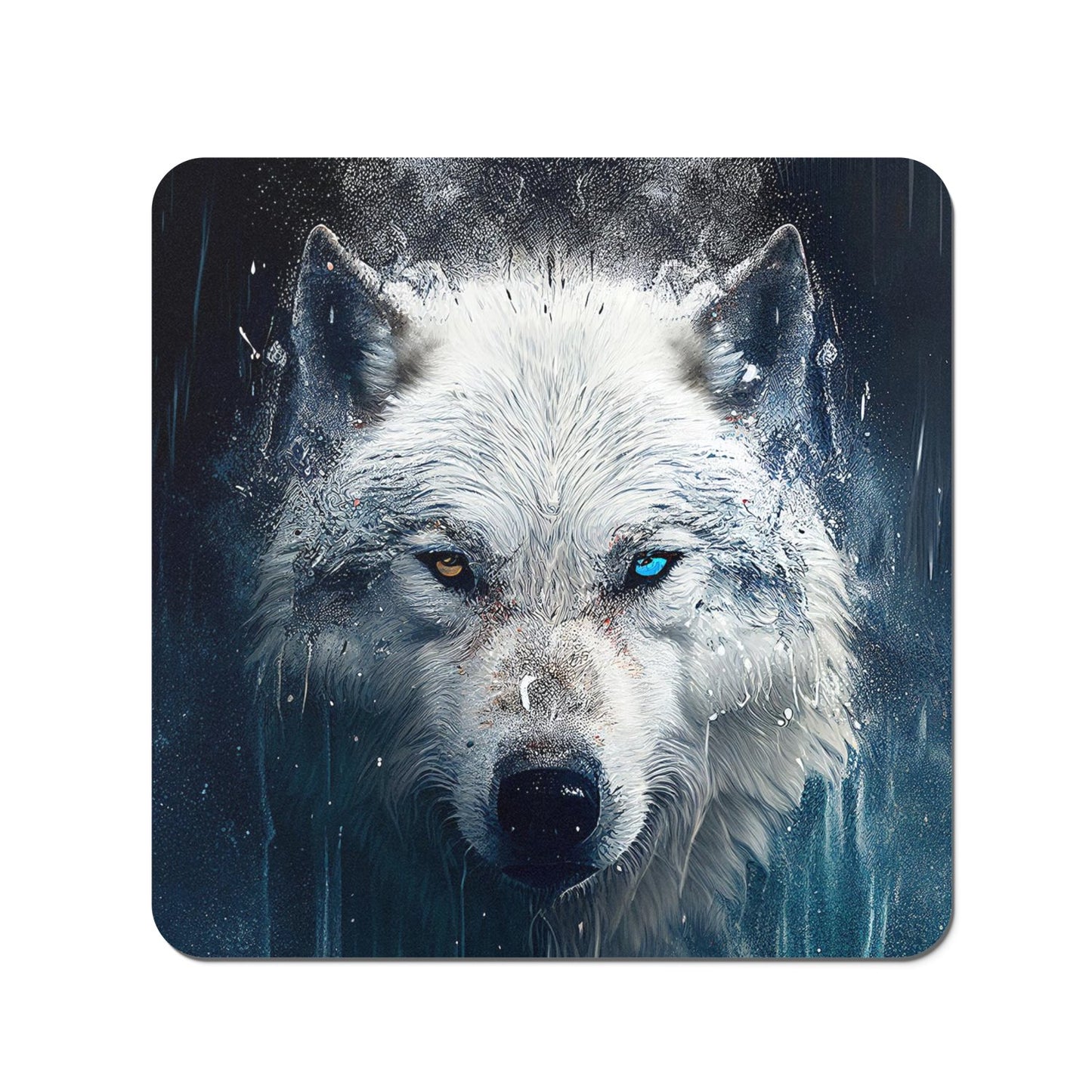 White Wolf Face Splashart Coasters