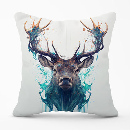 Stag Face Splashart Outdoor Cushion