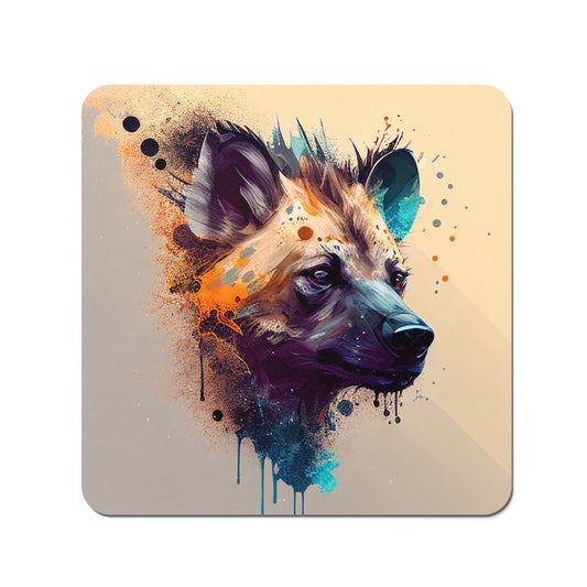 Hyena Face Splashart Light Background Coasters