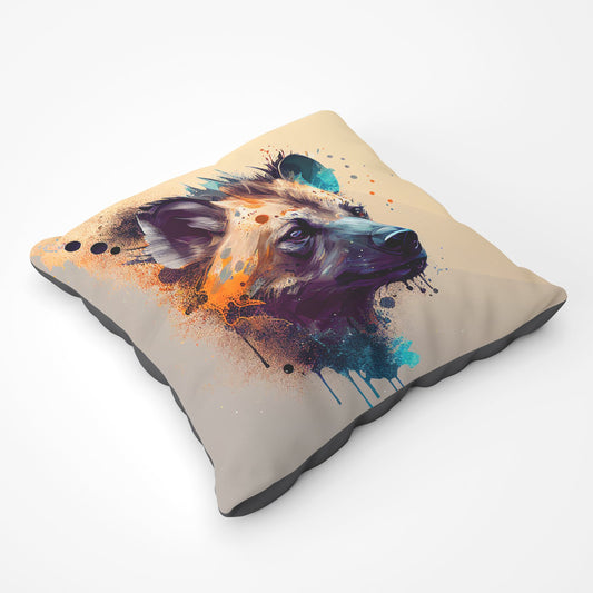 Hyena Face Splashart Light Background Floor Cushion