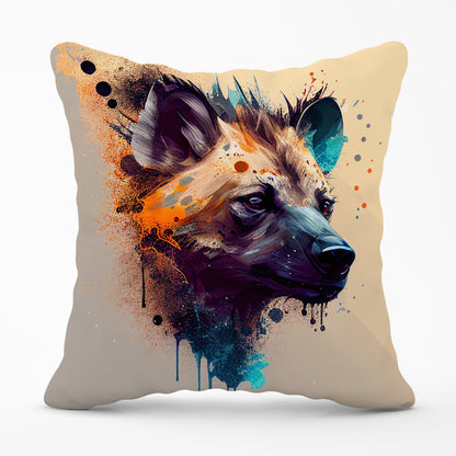 Hyena Face Splashart Light Background Outdoor Cushion