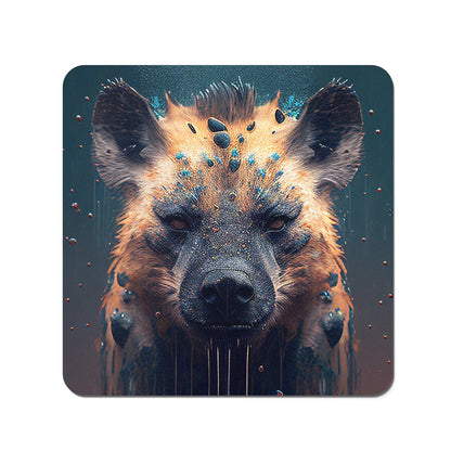 Hyena Face Splashart Dark Background Coasters