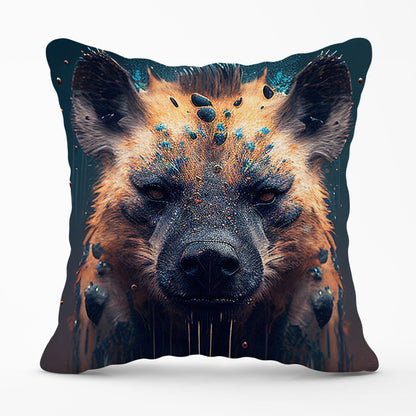 Hyena Face Splashart Dark Background Outdoor Cushion