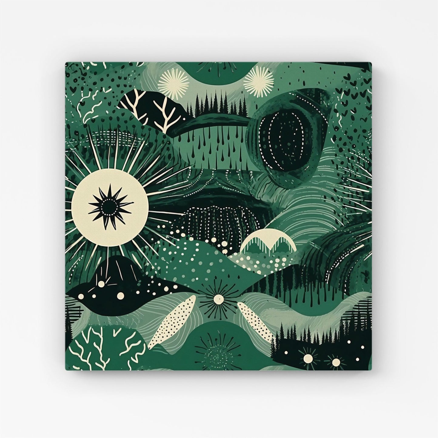 Abstract Green Moon Canvas