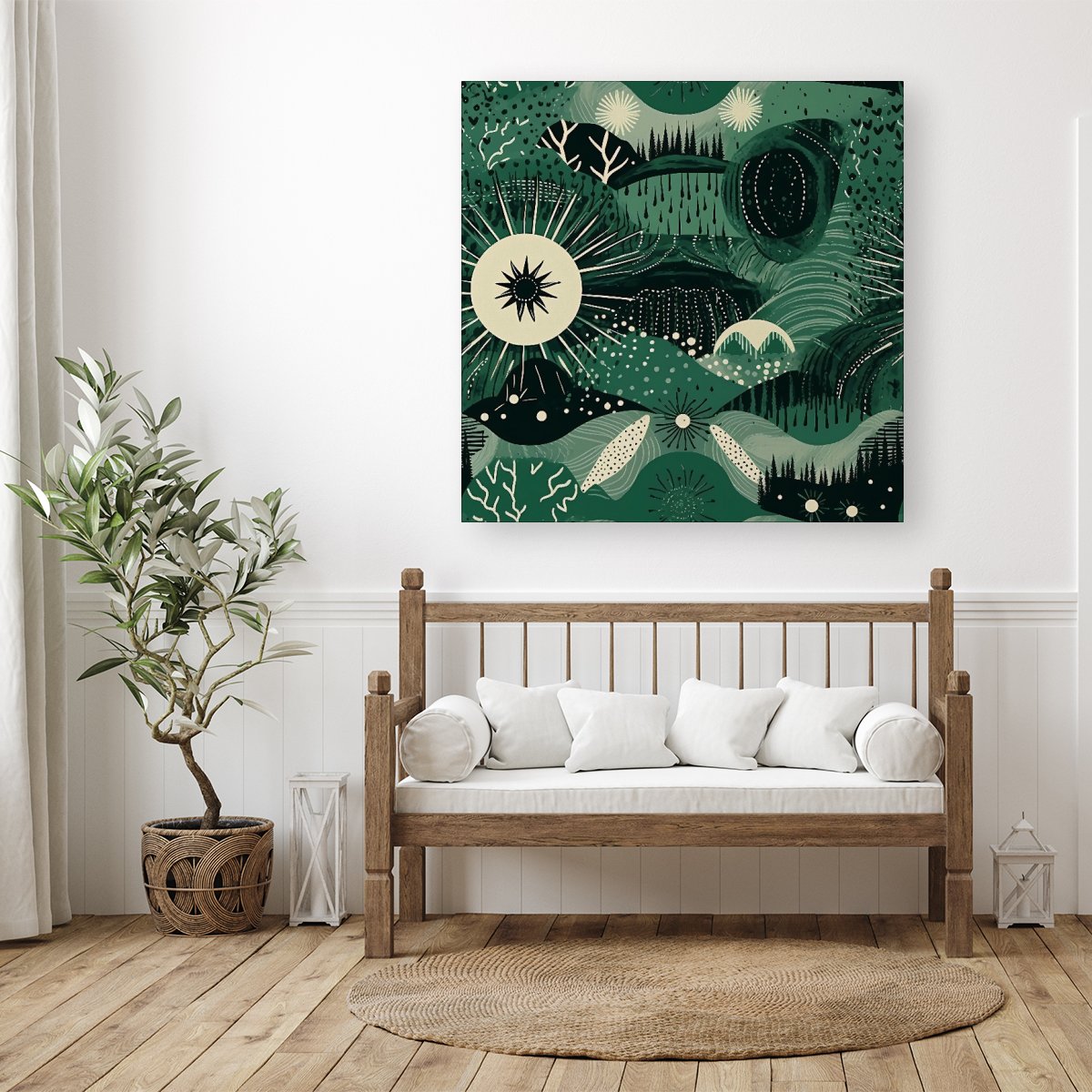 Abstract Green Moon Canvas