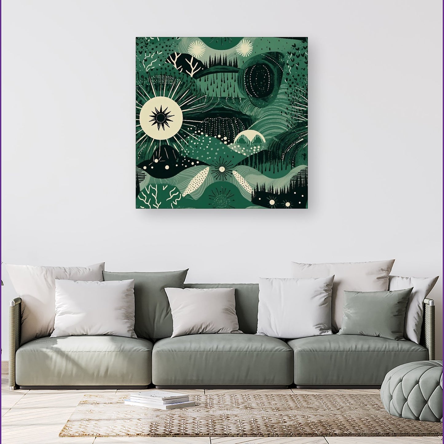 Abstract Green Moon Canvas