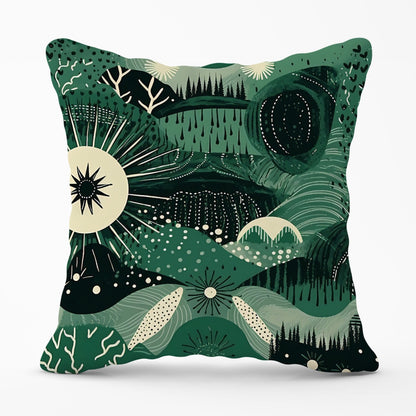 Abstract Green Moon Outdoor Cushion