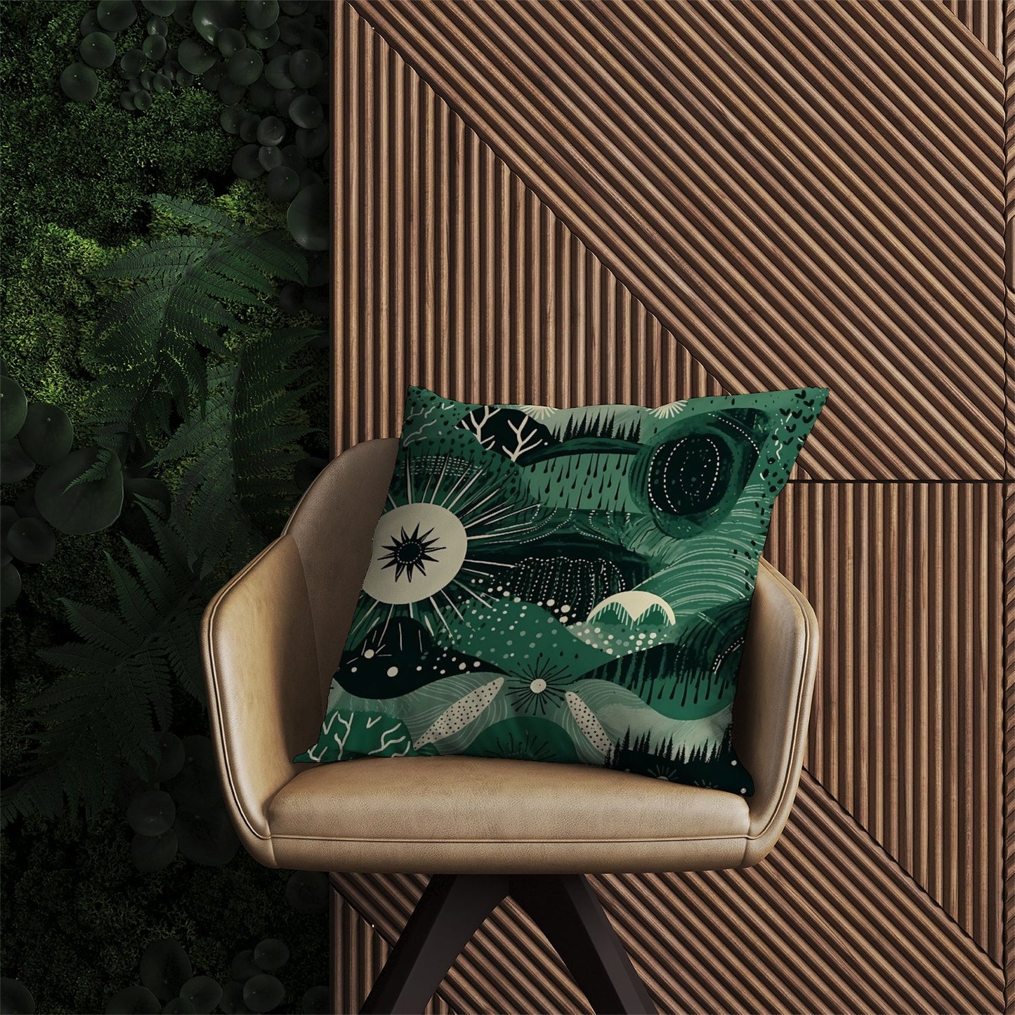 Abstract Green Moon Outdoor Cushion