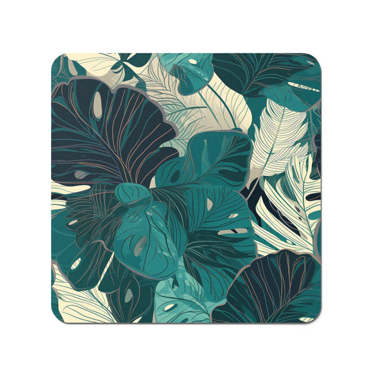 Tropical Green Leaves Coasters