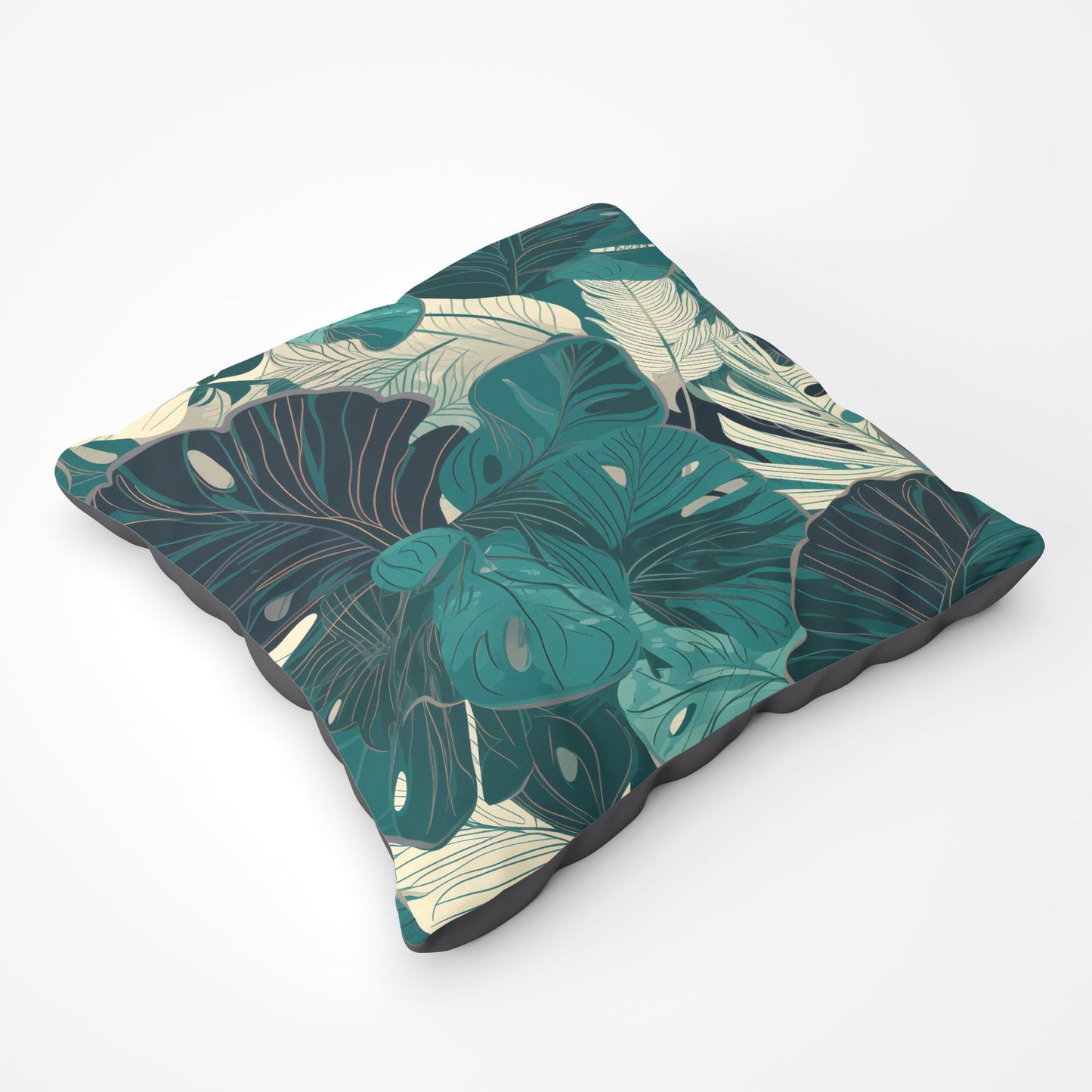 Tropical Green Leaves Floor Cushion