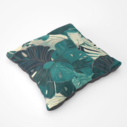 Tropical Green Leaves Floor Cushion