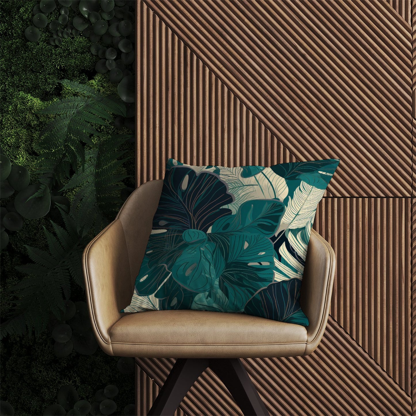 Tropical Green Leaves Outdoor Cushion