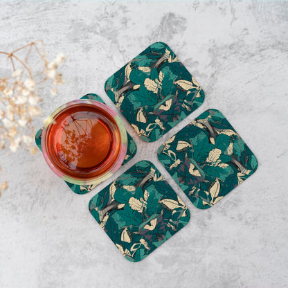 Green Beige Tropical Leaves Coasters