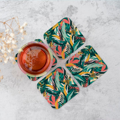 Coloured Tropical Leaves Coasters