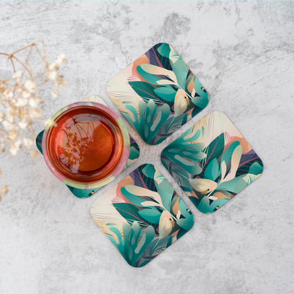 Abstract Tropical Leaves Coasters