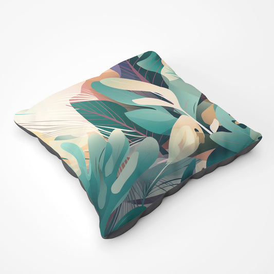 Abstract Tropical Leaves Floor Cushion