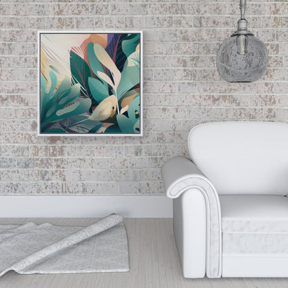 Abstract Tropical Leaves Framed Canvas