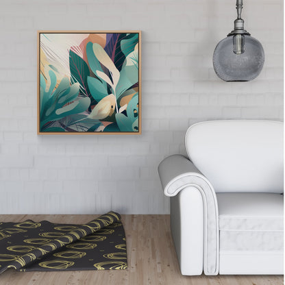 Abstract Tropical Leaves Framed Canvas