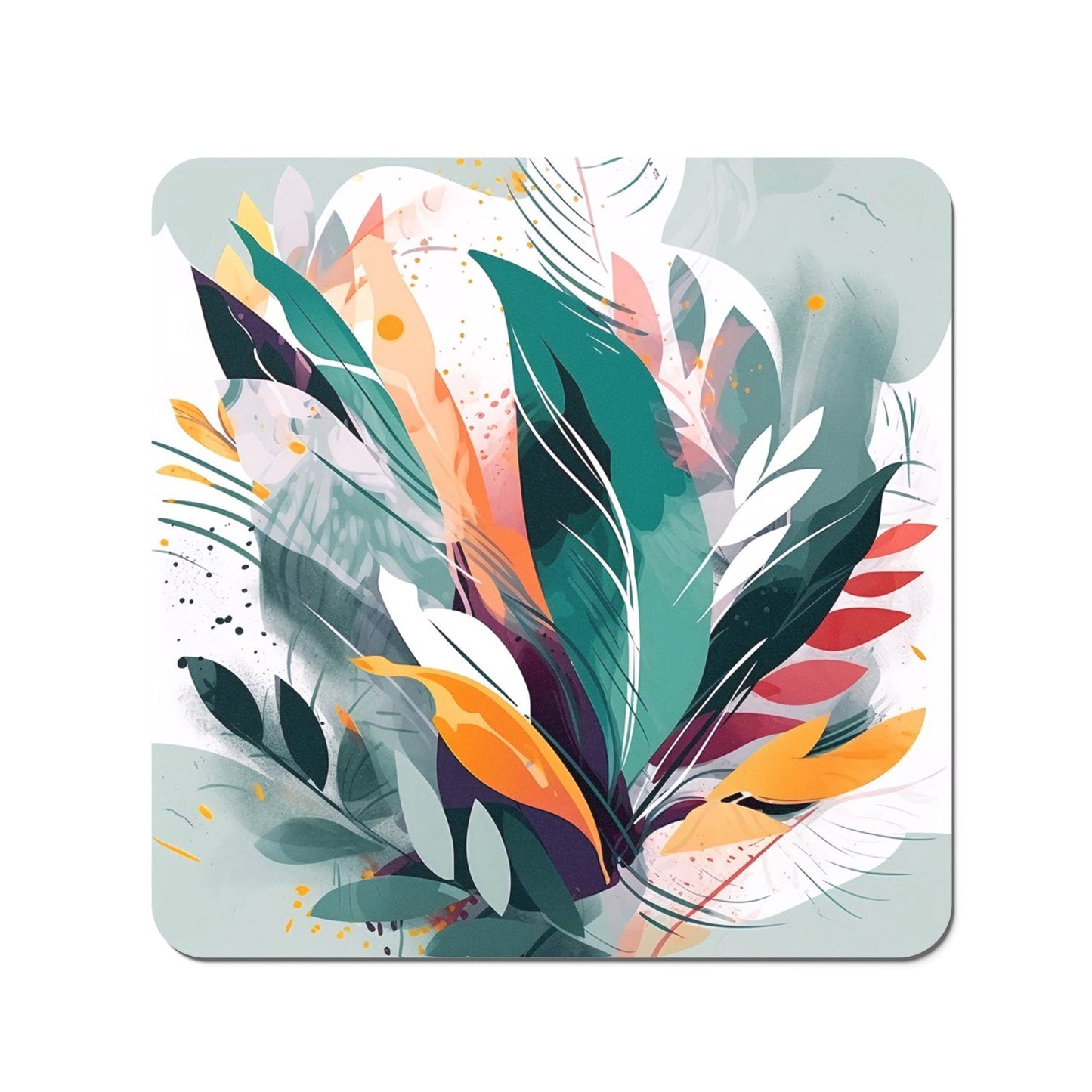 Coloured Abstrace Feather Leaves Coasters