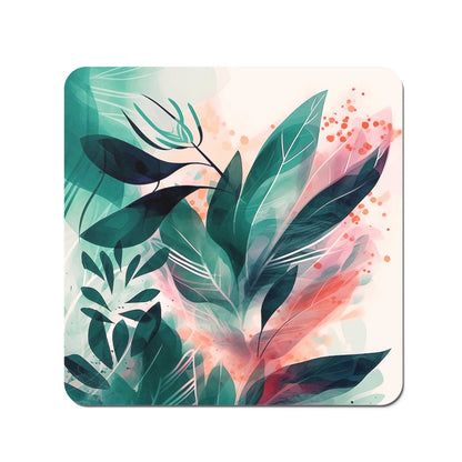 Green Feather leaves Tropical Coasters