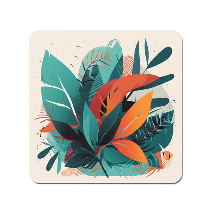 Green Orange Tropical Leaves Coasters