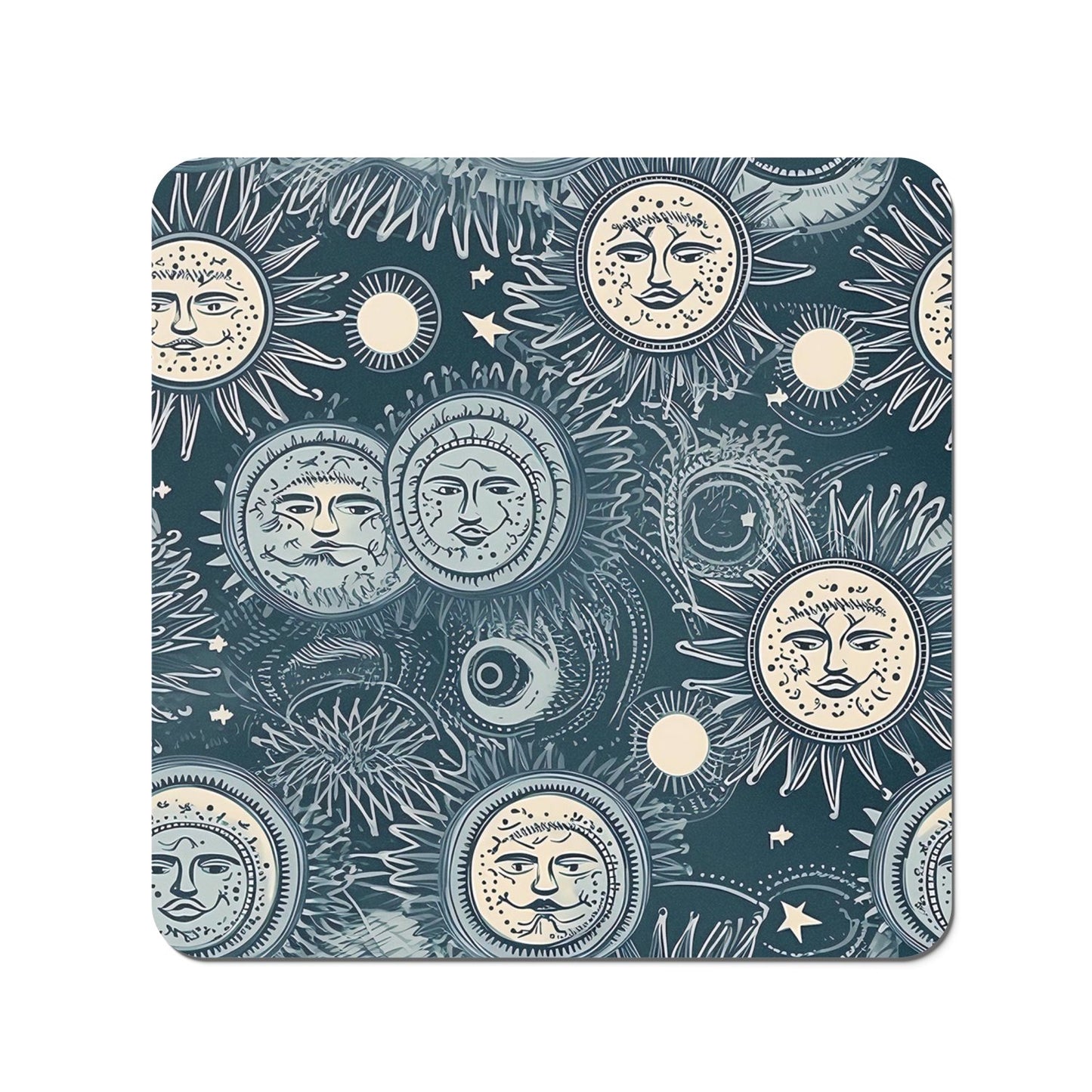 Silver Blue Moon and Stars Coasters