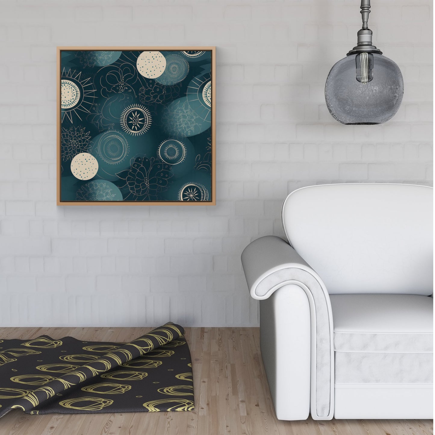 Blue Moon and Sun Framed Canvas