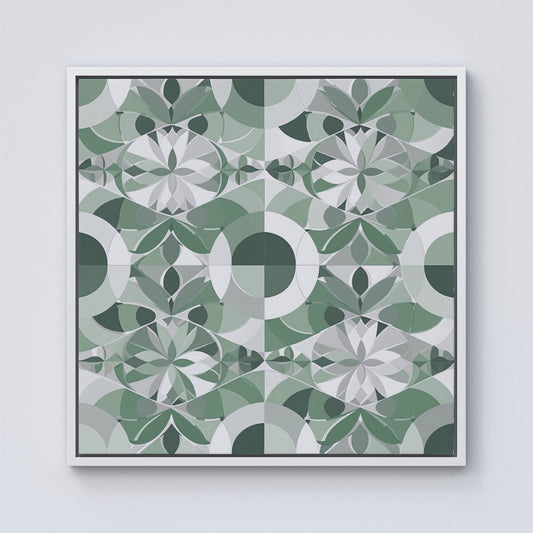 Geometric Pastel Green Framed Canvas