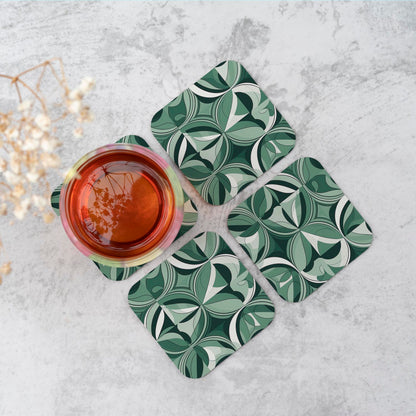 Geometric Green Black Coasters