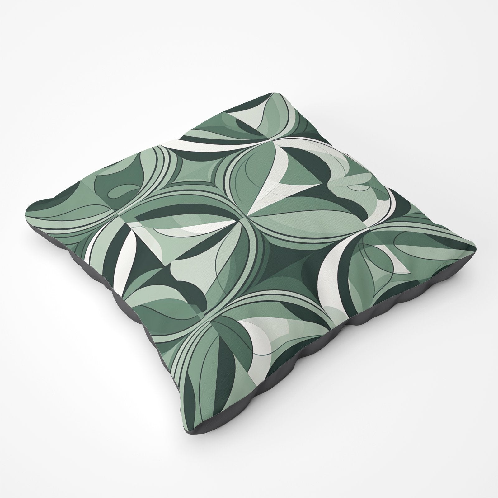 Geometric Green Black Floor Cushion