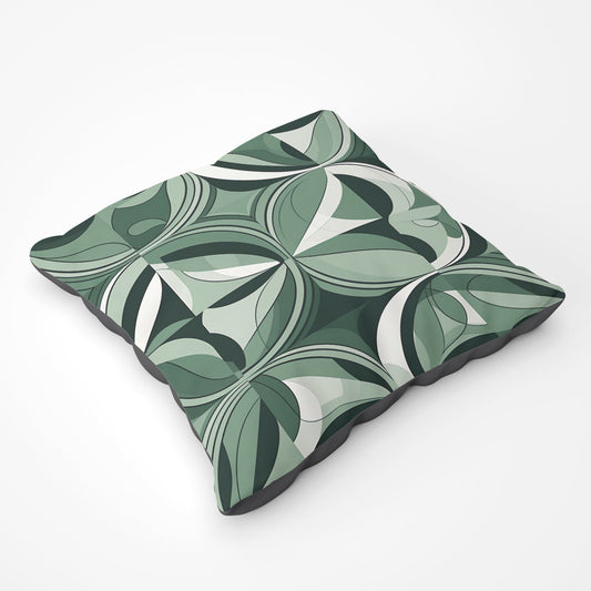 Geometric Green Black Floor Cushion