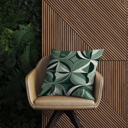 Geometric Green Black Outdoor Cushion