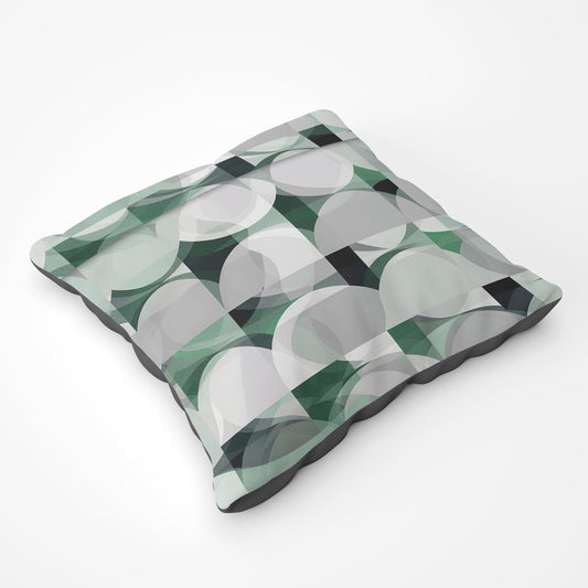 Geometric Grey Green Floor Cushion