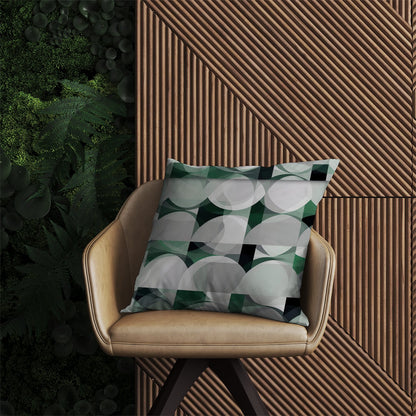 Geometric Grey Green Outdoor Cushion