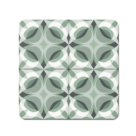 Geometric Green Grey Coasters