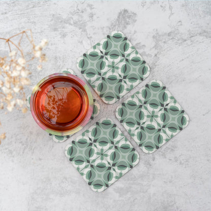 Geometric Green Grey Coasters