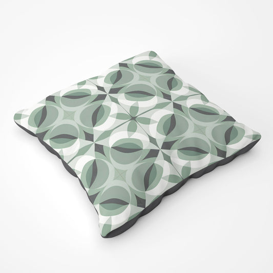 Geometric Green Grey Floor Cushion