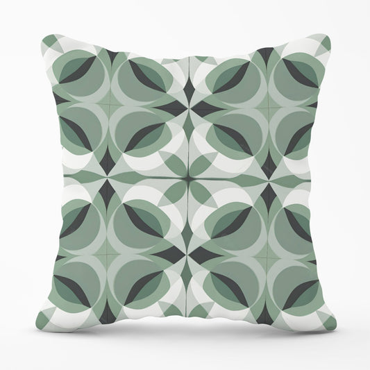 Geometric Green Grey Outdoor Cushion