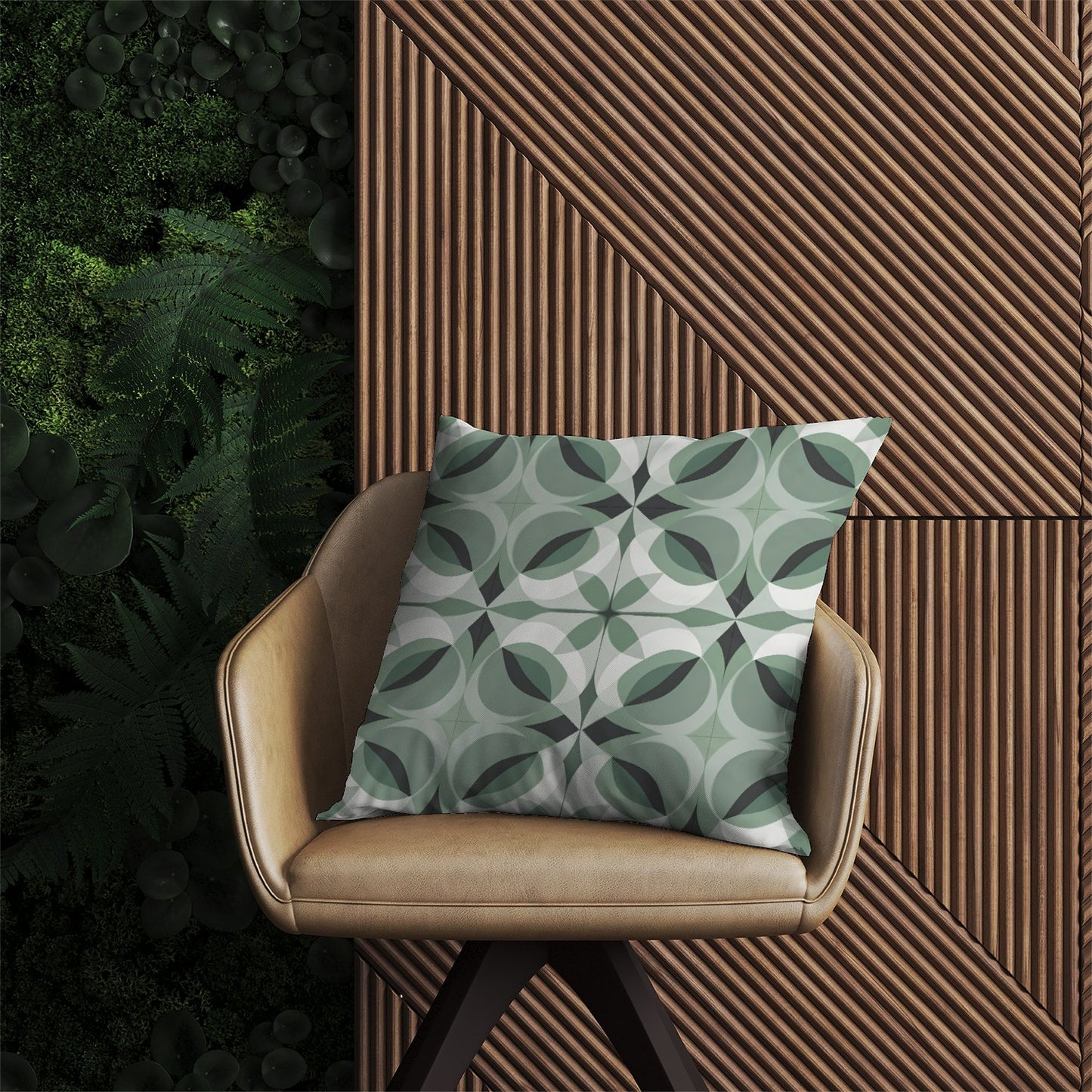 Geometric Green Grey Outdoor Cushion