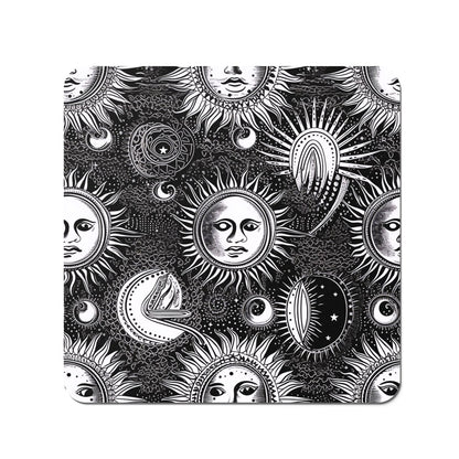 Moon and Sun Black White Coasters