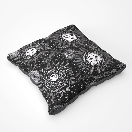 Moon And Sun White Black Floor Cushion